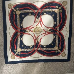 Elegant Navy and Red Silk Scarf
